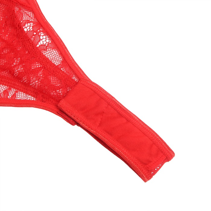 Боди с подвязками для чулок Star Night и атласными лентами на руки, красный, S
