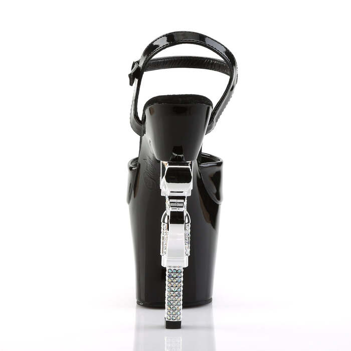 Босоніжки Revolver-709, 7 дюймів, R/S, прикрашений пістолетним каблуком, босоніжки з ремінцем на щиколотці 3 1/4 дюйма, чорні