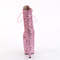 Чоботи Pleaser Adore-1020GWR *7-дюймовий каблук, 2 3/4-дюймові черевики до щиколотки зі шнурівкою та блискітками, збоку блискавка, ніжно-рожеві