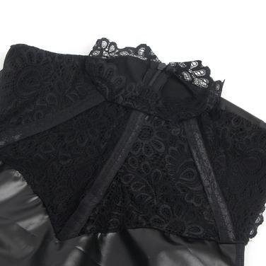 Платье с кружевом Star Night с имитацией винила, черное, S