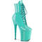 Чоботи Pleaser Flamingo-1020 на підборах 8 дюймів, черевики на шнурівці спереду 4 дюйми, блискавка збоку, бірюзові