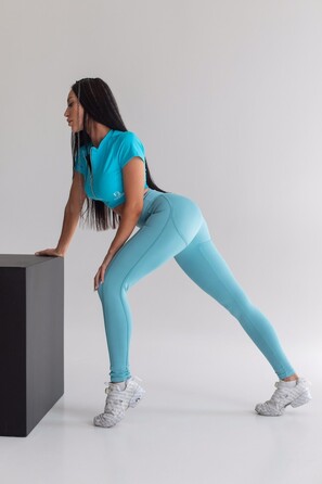 ТОП BLUE TOP WITH SLEEVES AND ZIPER IN FRONT