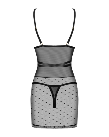 Комплект Obsessive Bowessa сорочка та трусики, чорний, L/XL