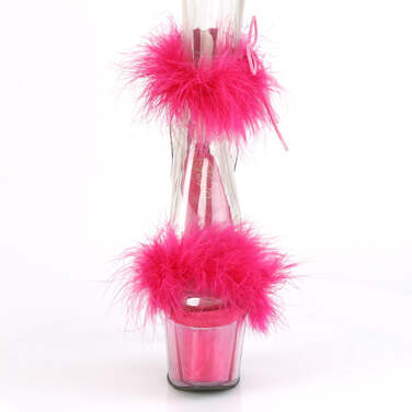 Босоніжки Adore-724F на підборах 7 дюймів, з хутра марабу PF з манжетою на щиколотці 2 3/4 дюйма, з блискавкою ззаду, рожеві