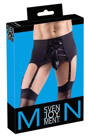 Мужской пояс для чулок Sven Joy Ment Men's Suspender Belt с кружевной вставкой и шнуровкой, S