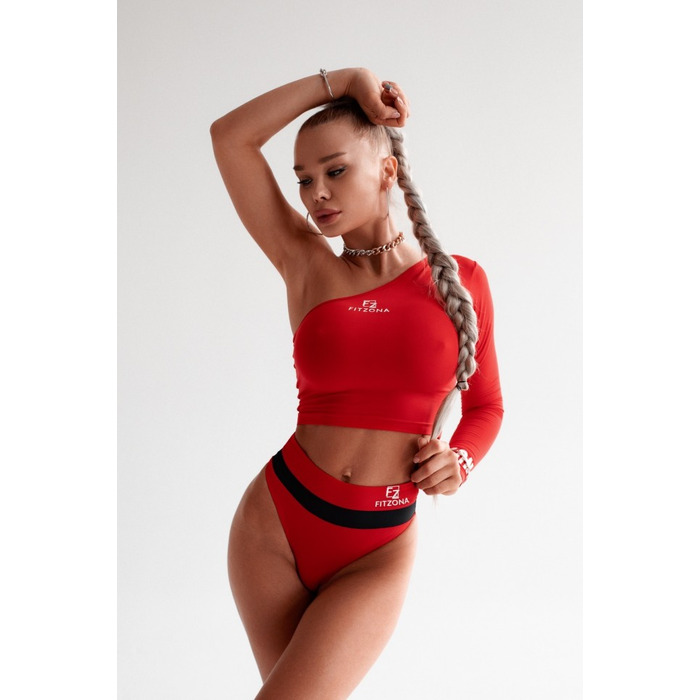 Купальні трусики RED SWIMSUIT PANTS WITH WHITE DETAIL