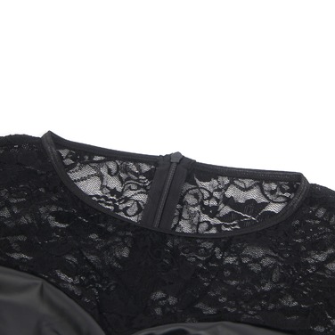Платье с кружевом Star Night с имитацией кожи, черное, S