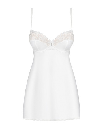 Рубашка з мереживним верхом Obsessive 871-CHE-2, білий, S/M