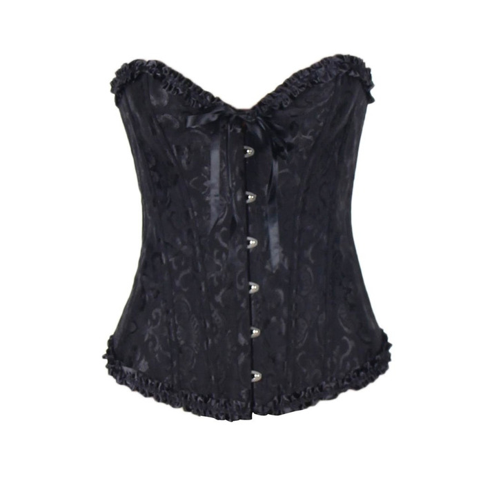 Корсет с цветочным принтом Star Night Corset Top с крючками и шнуровкой, черный, XS (без коробки)