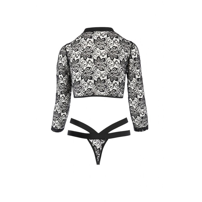 Боди с длинными рукавами и открытой грудью LETICIA BODY black S/M - Passion