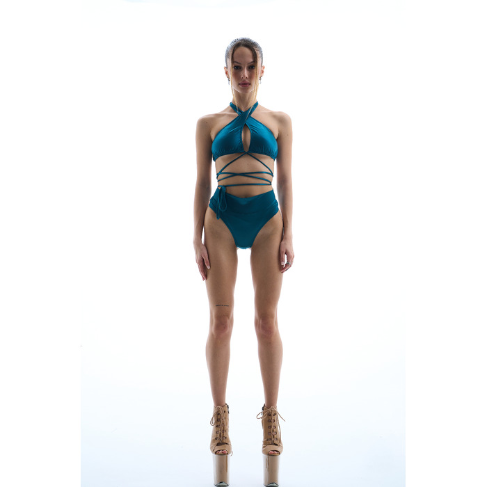 Twist & Tie top Emerald silk- смарагдовий шовк
