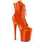 Чоботи Pleaser Flamingo-1020 на підборах 8 дюймів, черевики на шнурівці спереду 4 дюйми, помаранчеві