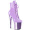 Чоботи Pleaser Flamingo-1020 на підборах 8 дюймів, черевики на шнурівці спереду 4 дюйми, блискавка збоку, лавандово-лакований хром