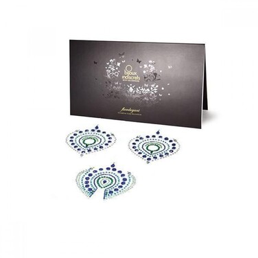 Прикраси для грудей та бікіні зі стразами Bijoux Indiscrets Flamboyant смарагдово-блакитний