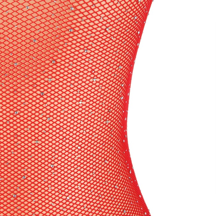 Комбинезон сетка со стразами Star Night и открытым доступом, красный, XS-M