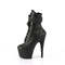 Чоботи Pleaser Adore-1020STR на підборах 7 дюймів, черевики на шнурівці спереду 2 3/4 дюйма з п'ятидюймовою застібкою-блискавкою збоку, чорні, веганська шкіра/чорний колір