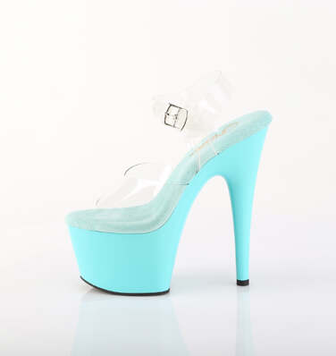 Босоніжки Adore-708 на підборах 7 дюймів, босоніжки з ремінцем на щиколотці 2 3/4 дюйма, прозорі/аквамаринові