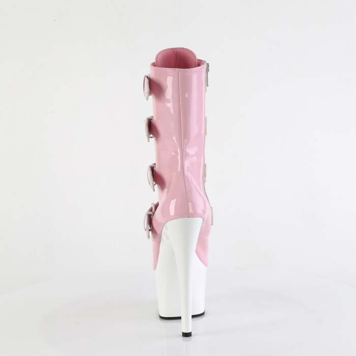 Чоботи Adore-1046TT *7 дюймів на підборах, 2 3/4 дюйма, двоколірні, зі шнурівкою, блискавка збоку, ніжно-рожеві/білі
