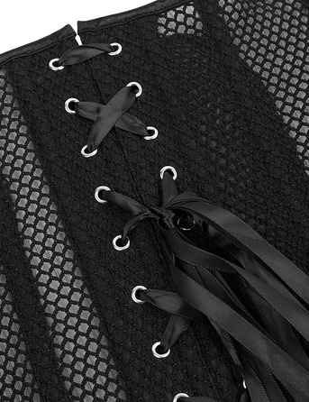 Корсет из сетки с узором Star Night с крючками и шнуровкой и трусиками в комплекте, XS (без коробки)