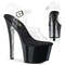 Босоножки Pleaser Sky-308CRS. Каблук 7 дюймов, ремешок на щиколотке шириной 2 3/4 дюйма. Цвет: прозрачный/черно-серебристый.