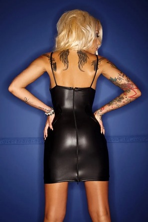 Платье эротическое с сеткой на груди Noir Handmade F078 черное, M