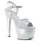 Босоніжки Pleaser Adore-709-2G на підборах 7 дюймів, 2 3/4 дюйма з ремінцем на щиколотці, з блискітками та блискітками, сріблясті