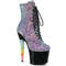 Ботинки Pleaser Unicorn-1020G *Каблук Unicorn 7 дюймов, высота ботинка 3 1/4 дюйма, шнуровка, боковая молния, цвет фиолетовый/черный