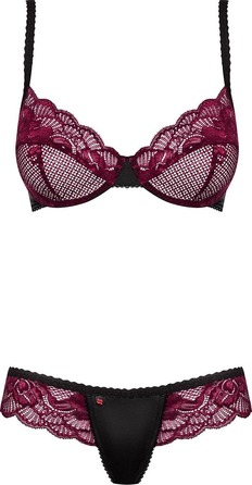 Комплект эротического белья Obsessive 842-SET-5 бордовый, S/M