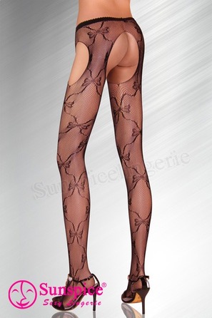 Колготы гипюровые Sunspice с открытым доступом, черные, O/S