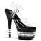 Босоніжки Pleaser Adore-708LN на підборах 7 дюймів, босоніжки з ремінцем на щиколотці 2 3/4 дюйма з прозорою смугастою підошвою, прозорі/чорні