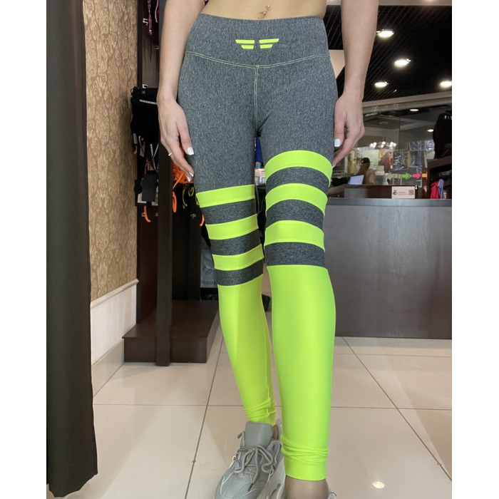 Леггинсы MyAngel Imitation Gaiters Grey/Neon Lemon