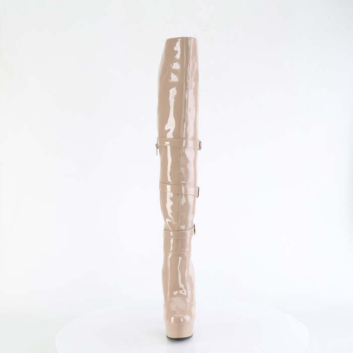 Ботинки Delight-3018, каблук 6 дюймов, ремни с тройной пряжкой 1 3/4 дюйма, бежевый, с ремешком OTK и боковой молнией