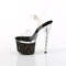 Босоніжки Pleaser Esteem-708LG на підборах 7 дюймів, босоніжки з ремінцем на щиколотці 3 дюйми, прозорі/чорні