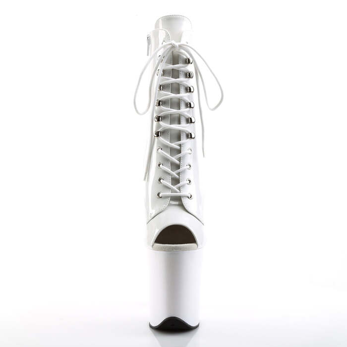 Чоботи Flamingo-1021 на підборах 8 дюймів, чоботи на шнурівці з відкритим носком 4 дюйми, з блискавкою збоку, білі