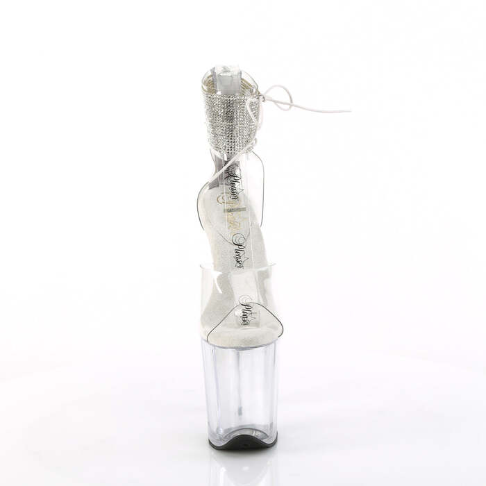 Босоножки Flamingo-824RS *Каблук 8 дюймов, 4-дюймовый манжет на щиколотке, украшенный стразами, молния сзади, прозрачные