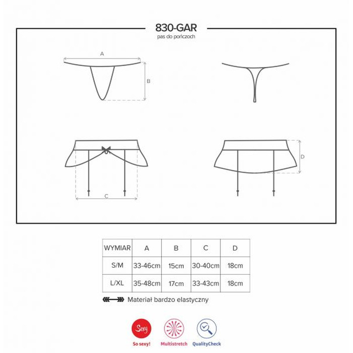 Пояс для чулок черный Obsessive 830-GAR-1 garter belt S/M