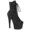 Чоботи Pleaser Adore-1020GWR *7-дюймовий каблук, 2 3/4-дюймові черевики до щиколотки зі шнурівкою та блискітками, чорні