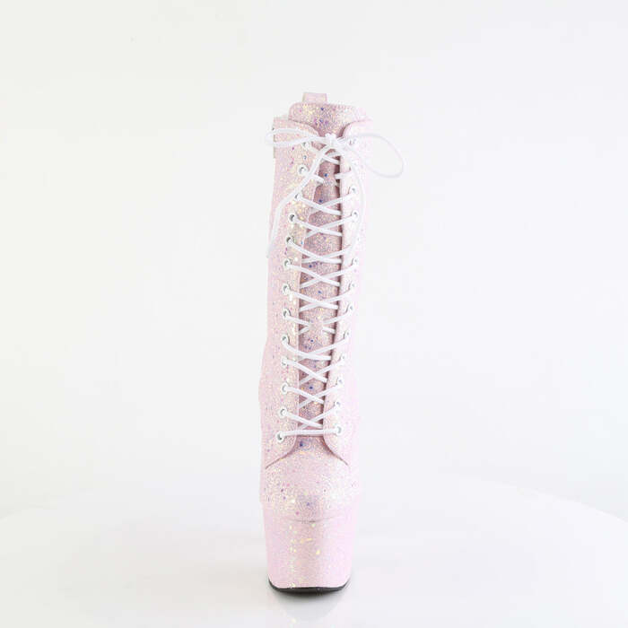 Ботильоны Adore-1040-IG *Каблук 7 дюймов, высота 2 3/4 дюйма, шнуровка, голографические блестки, розовые