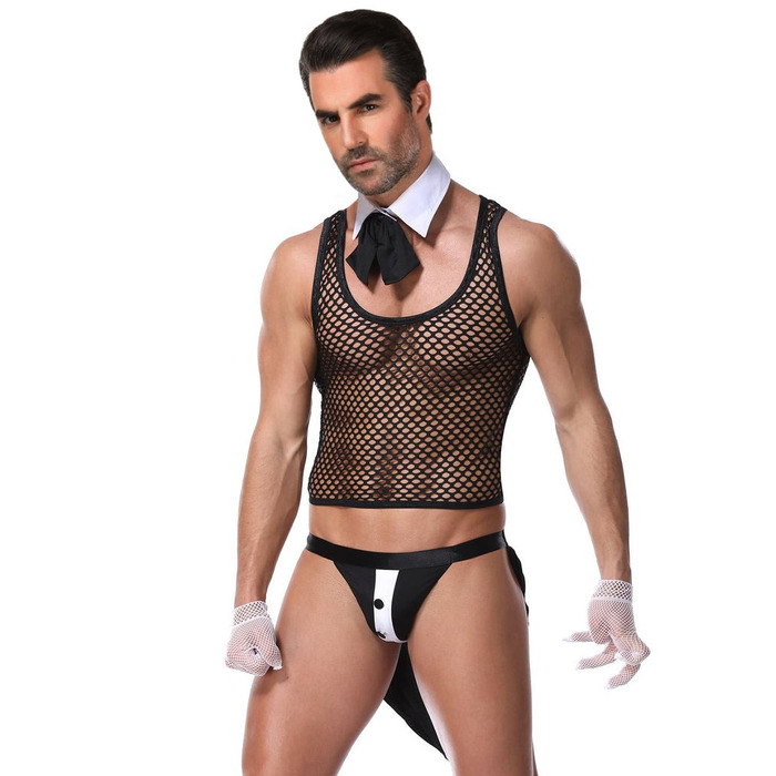 Черный мужской сексуальный комплект нижнего белья Star Night Valet, 4 предмета (без коробки )