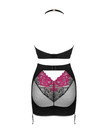 Топ з вишивкою Obsessive Rosenty та спідниця з декоративною сіткою на сідницях, XS/S