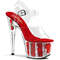 Босоніжки Pleaser Adore-708FL на підборах 7 дюймів, ремінець на щиколотці 2 3/4 дюйма з квітковим наповненням, прозорі/червоні
