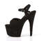 Босоніжки Pleaser Adore-709FS на підборах 7 дюймів, босоніжки з ремінцем на щиколотці 2 3/4 дюйма з обгорнутою підошвою, чорні замшеві