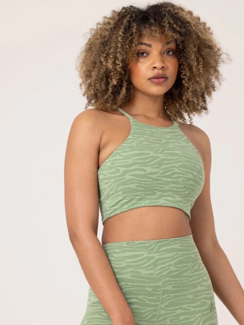 Топ Transform Reversible Sports Crop - Jade Green Zebra