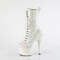 Чоботи Pleaser Adore-1040-IG *7 дюймів на підборах, 2 3/4 дюйма на шнурівці з голографічним блискітками, білі