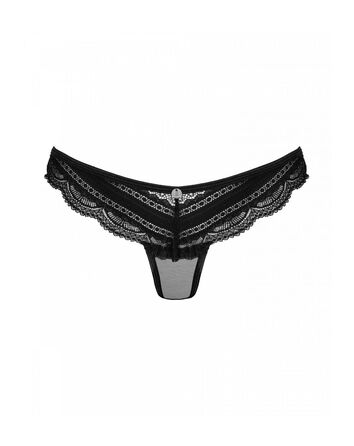 Трусики напівпрозорі з мереживом Obsessive Ivannes чорний, L/XL