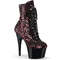 Чоботи Pleaser Adore-1020SQ *7 дюймів на підборах, 2 3/4 дюйма з блискавкою збоку, шнурівка з блискітками, червоні/чорні