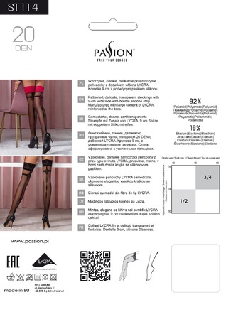 Панчохи з візерунком ST114 чорні, 3/4 (20 den) - Passion