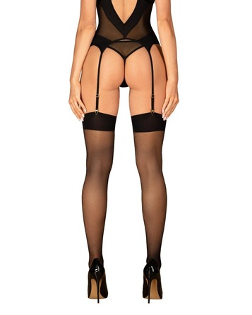 Чулки в сеточку Obsessive S823 stockings, черные, S/M/L