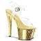 Босоніжки Pleaser Stardust-708 на підборах 7 дюймів, хромовані босоніжки з ремінцем на щиколотці 2 3/4 дюйма з R/S шипами, прозорі/золоті