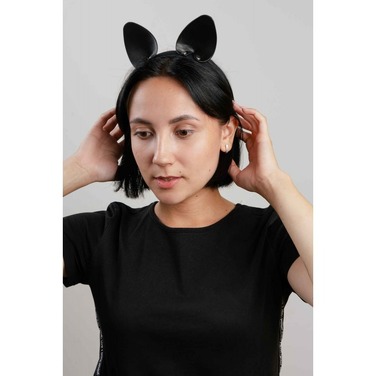 Ушки Кошечки на обруче DS Fetish, кожа, черные